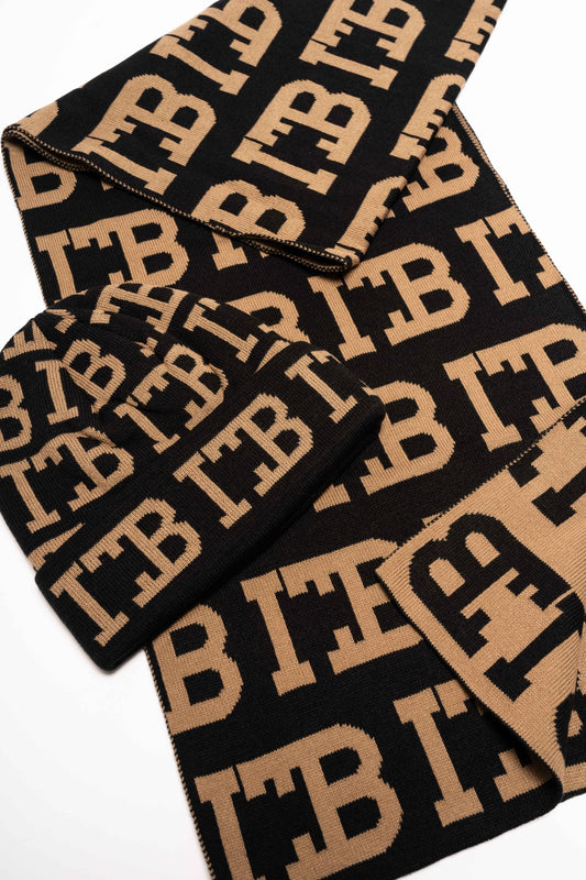 ITB Hat & Scarf Black/Beige